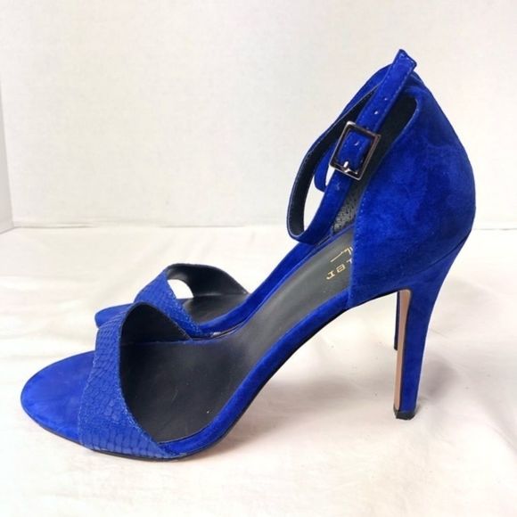 Nicole Miller Artelier Josie Cobalt Open Toe Pumps - Picture 4 of 5